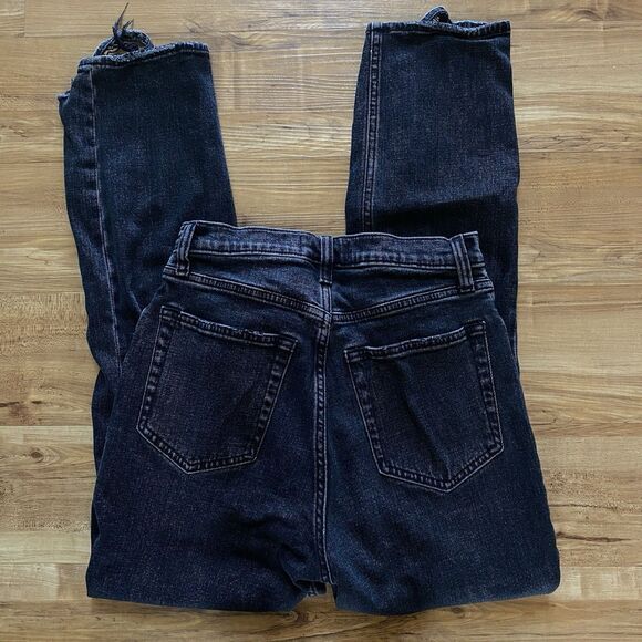 A&F 28 The Ankle Straight Ultra High Rise Black Distressed Curve Love Boho Jeans - Picture 9 of 16